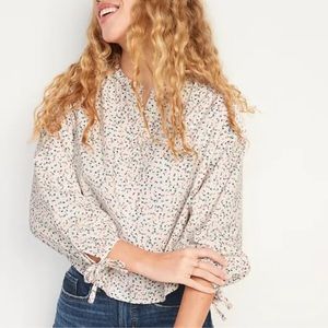 Old Navy Micro Corduroy Balloon Sleeve Ditzy Floral Top